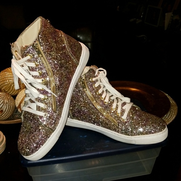 sparkly high top sneakers